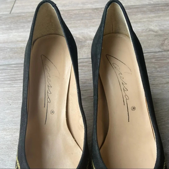 Caressa Made in Spain Suede Leather Embroidery Pumps - Picture 6 of 14